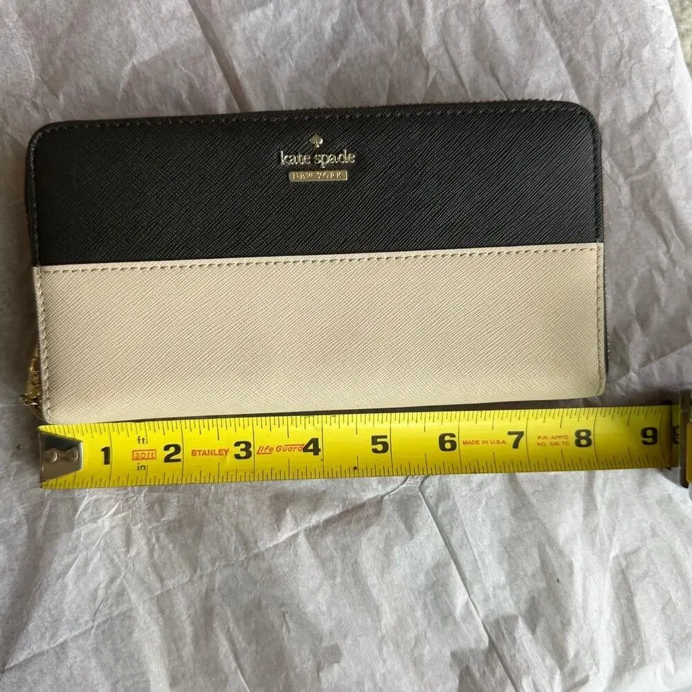 Kate Spade Cameron Street Lacey Color Block Saffiano Leather Wallet Black Cream